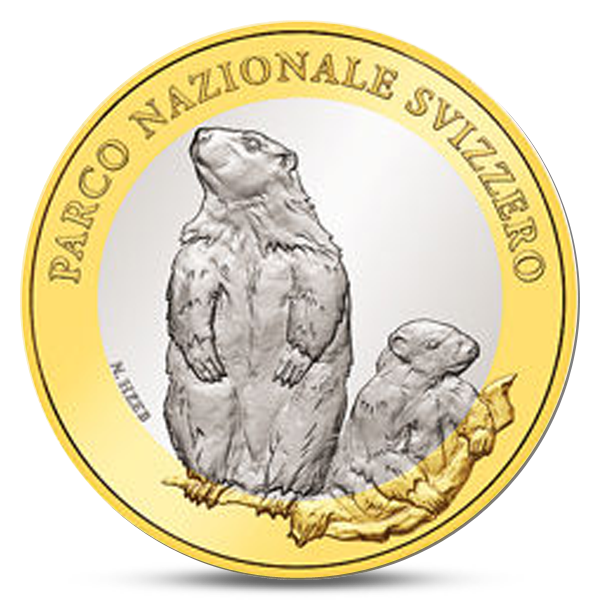 SWITZERLAND BIMETALLIC 10 FRANCS 2010 ANIMAL MARMOT 2010 BU