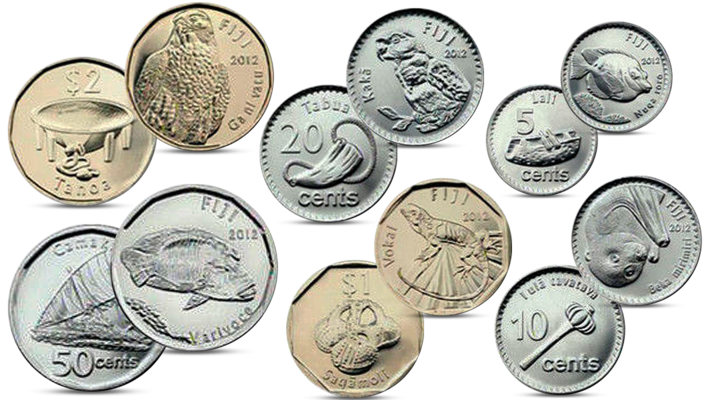 5 cents 2 dollars 2012-2014 UNC Fiji set of 6 coins 