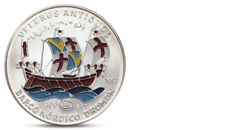 SAHRAWI 1000 PESETA KM# 57 NORTHERN EUROPEAN SAILING SHIP COLOR SILVER 1997
