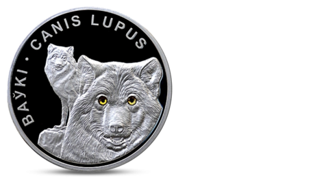 Belarus Wolves 20 Ruble Silver 2007 Swarovski Crystals