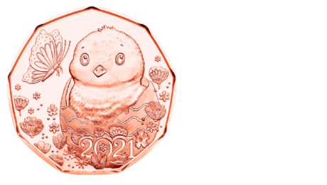 Austria 5 Euro Easter Coin Little Miracle Chick 2021 UNC