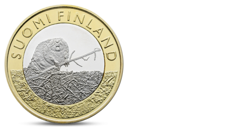 Finland 5 Euro Animals of the Provinces - Satakunta Beaver 2015