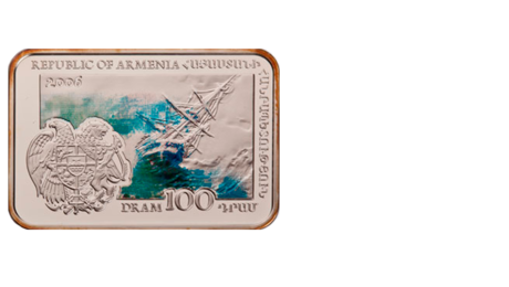 ARMENIA 100 DRAM SILVER AIVAZOVSKY SAILING SHIP SCHIFF NAVIRE ENVIAR 2006