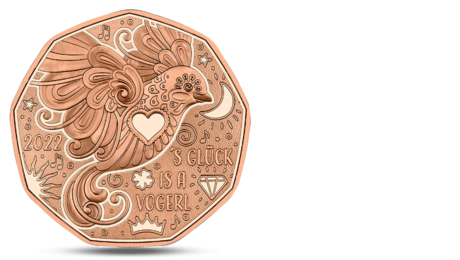 Austria 5 Euro New Year Coin Happiness Bird 2022 UNC