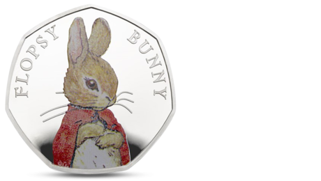 UK Great Britain 50 Penny Flopsy Bunny 2018 Silver PROOF