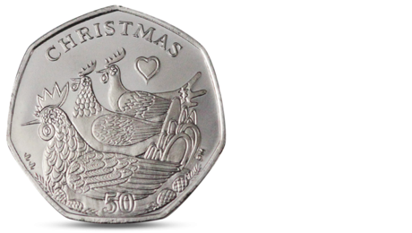 IOM 50P XMAS Three French Hens 2007 UNC