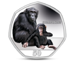Gibraltar 50 Pence Chimpanzee Coloured 2018