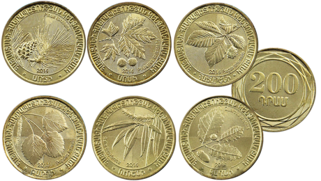 Armenia 200 Dram 6 Coins Set Flora 2014 UNC