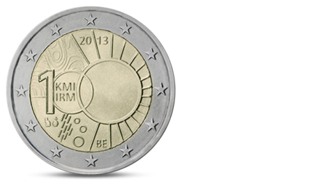 Belgium 2 Euro 100th of Royal Meteorological Institute 2013 UNC