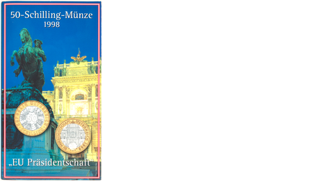 Austria 50 Schilling EU Chairmanship Bimetallic 1998 UNC