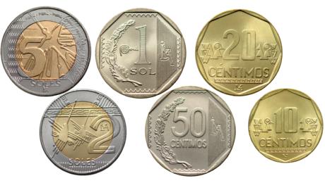 Peru 6 Coins Set 5, 2, 1 Soles + 50, 20, 10 Centimos Bimetal 2022 UNC