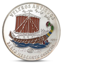 SAHRAWI 1000 PESETA KM# 59 ANCIENT EGYPTIAN SAILING SHIP COLOR SILVER 1997