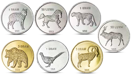 Nagorno-Karabakh Animals 7 Coins Set Bear Leopard UNC 2013