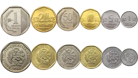 Peru 6 Coins Set 1 - 5 - 10 - 20 - 50 Centimos + 1 Nuevo Sol UNC