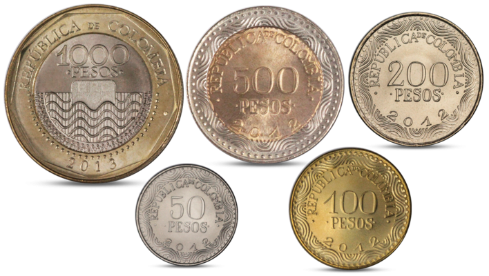 COLOMBIA 5 DIF UNC COINS SET 50-1000 PESOS 2012 YEAR TURTLE FROG BIRD BEAR 