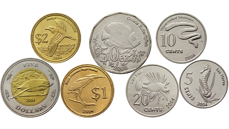 Cocos Keeling Island 7 Coins Set Fauna Fish Bimetal 2004 UNC