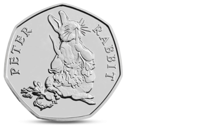 UK 50 Pence Beatrix Potter Peter Rabbit 2018 BUNC