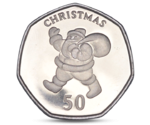 Gibraltar 50 pence Christmas - Santa Claus with a sack