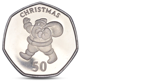 Gibraltar 50 pence Christmas - Santa Claus with a sack