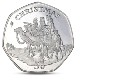 Gibraltar 50 pence Christmas - Three wise mans on a camel back