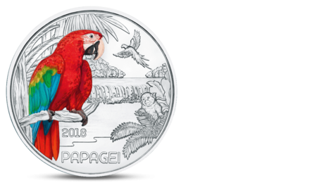 Austria 3 Euro Colourful Creatures The Parrot 2018