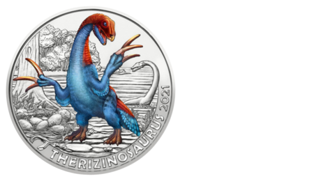 Austria 3 Euro COLORFUL DINOSAUR THERIZINOSAURUS 2021 UNC