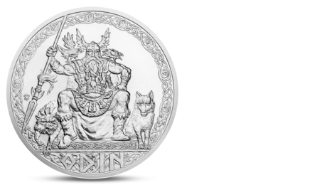 NIUE 10 $ 5 OZ SILVER VIKING GOD ODIN WOLF WOLVES GERI FREKI 2020
