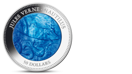 5 Oz Jules Verne Nautilus and Mother of Pearl coin 2014 